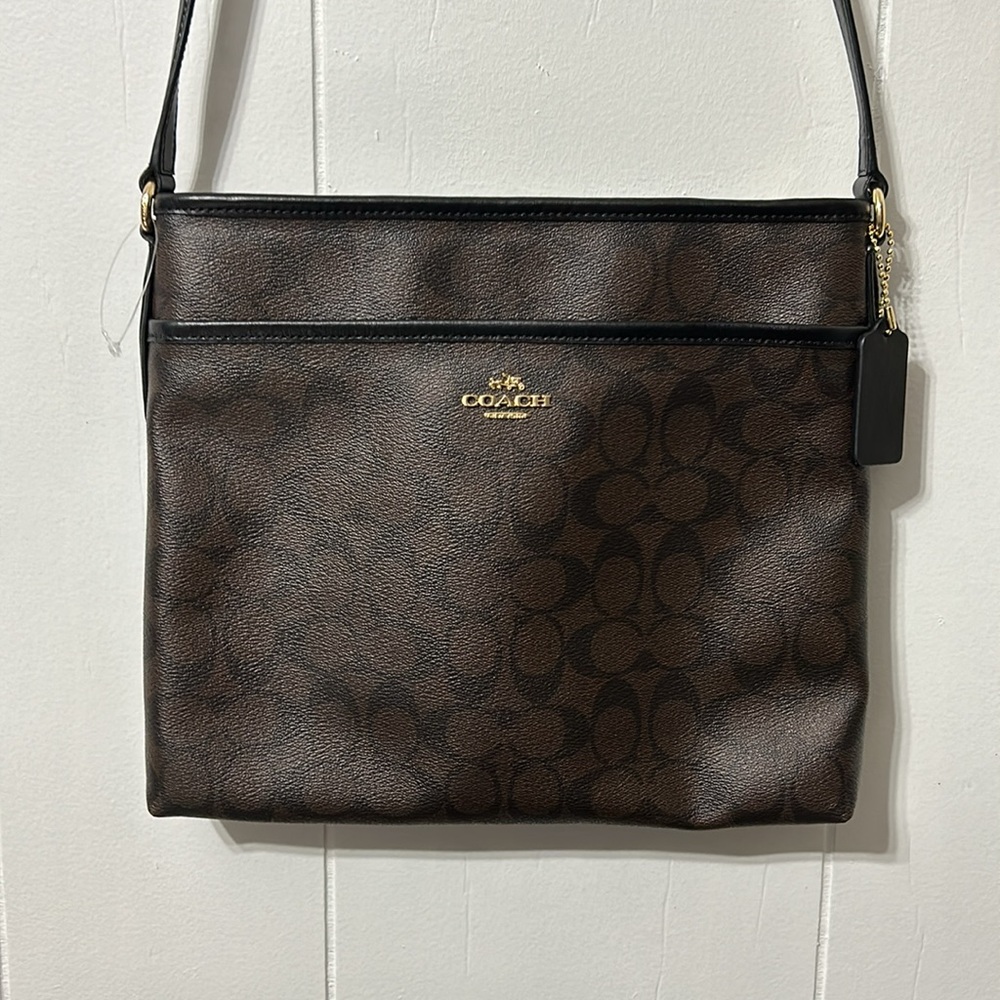 Coach Signature File Crossbody Leather Bag